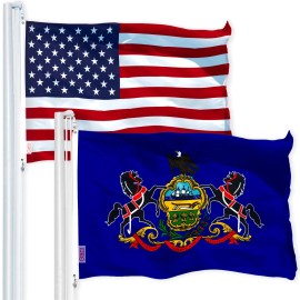 UD_G128 Combo Pack: USA American Flag 3x5 Ft 150D Printed Stars & Pennsylvania State Flag 3x5 Ft 150D Printed