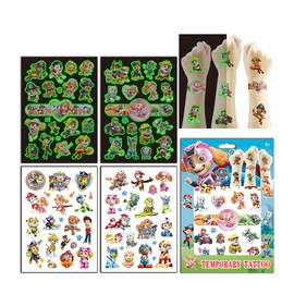 (Gift Package)60pcs 4 sheets Cute Temporary Tattoos for Kids Party Supplies, 2 Sheet Glow-in-the-dark Tattoo included. …