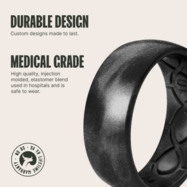 Groove Life Metallic Black Pearl Ring - Breathable Silicone Wedding Rings for Men, Lifetime Coverage, Unique Design, Comfort Fit Ring - Size 9