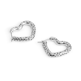 COACH Women's Signature Quilted Heart Hoop Earrings