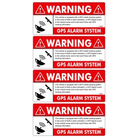GPS 4 Pack 4"x2" RED Anti Theft Stickers #FS002 Vehicle Security System Alarm Decal Car Truck