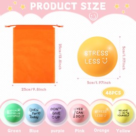 48 Pcs Motivational Stress Balls for Kids Adults 1.97 Inch Stress Balls Bulk with Inspirational Quotes Colorful Foam Ball Gifts to Relieve Anxiety for Employees Coworkers Team (Classic Colors)