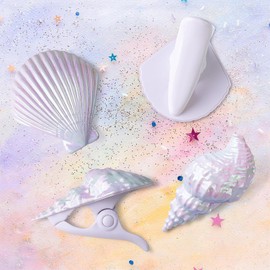 Wasise Beach Towel Clips - 4PCS Shell and Conch Shaped Towel Pegs for Sun Lounger, Duvet Clips, Clothes Peg Non Slip, Sunbed Pegs for Pool Chairs Lounge Chairs Large Laundry Clothes Pegs Duvets