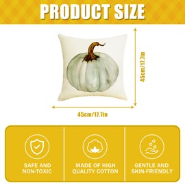 Leeelyan Autumn Pillow Cover 4 Pack 18x18 Inch Maple Leaf Pumpkin Cushion Cover Linen Pillow Case Thanksgiving Autumn