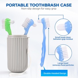 2 Pack Denture Clean Toothbrush for Denture Care Tool w/Multi Layered Ordinary or Hard Bristles Dual Ordinary or Hard Bristle for False Teeth Superb Total Cleaning (2 Hard Brush b1)