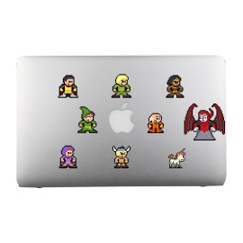 8-BitHero 8bit DUNGEONS & DRAGONS Vinyl Decal Set of 9 Stickers For Laptops & Macbook