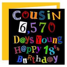Cousin 18th Happy Birthday Card - 6,570 Days Young - What A Kerfuffle Design - 18 Today