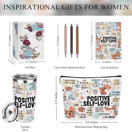 Positive Affirmations Self Love Mental Health Gifts Inspirational Gifts for Women Mom Sister Coworker Birthday Friendship Graduation bulk 20 oz Tumbler Makeup Bag Ballpoint Pen A6 Notebook Bulk