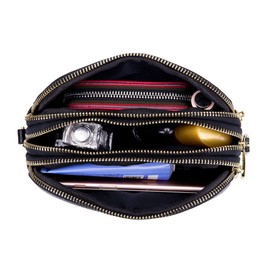 AprinCtempsD Women's Small Shoulder Bag Genuine Leather Cross-body Bag Ladies Clutch Bag with Wrist Strap Long Wallet Organizer Elegant with Zipper Large Capacity (Purple)