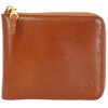 BlissLeather Wallet, Round Zipper, Genuine Leather, Vegetable Tanned, Braun