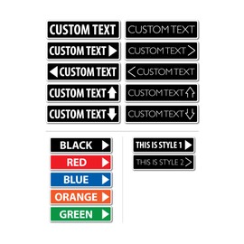 Grafkën: Custom Directional Indoor/Outdoor Plastic Sign SMALL 12 in x 3 in. Four arrow orientations or no-arrow.