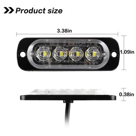 Teguangmei 4Pcs Ultra Thin 4LED Emergency Strobe Lights White Hazard Beacon Warning Flash Lights Universal for Car Vehicle Truck 12-24V