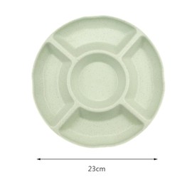 XUEHOU Snack Plates, Round Snack Bowl, Candy Bowl, Pack of 2 Snack Plates with Compartments, Snack Tray, 5 Compartments, Fruit Plates, Reusable, Light Green and Cream White for Nuts, Desserts