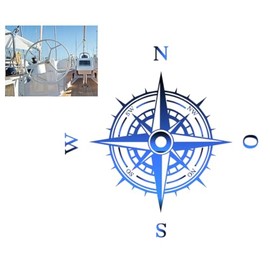Generisch Compass Sticker for Outdoor and Indoor (RPT 53) (9 cm, Light Dark Blue 11/2) Weatherproof, UV Resistant, Eco Solvent Ink