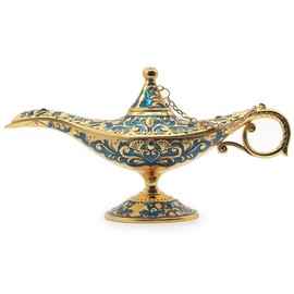 AVESON Classic Vintage Aladdin Magic Genie Costume Lamp Home Table Decoration & Gift, Golden Blue
