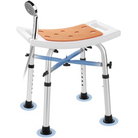 Shower Chair Bath Stool Seat 350 Lbs, Height Adjustable Bath Bench with Padded Seat for Seniors, Shower Stool Chair for Inside Shower, Shower Seat Stool with Heavy Duty Crossbar Support (Orange)
