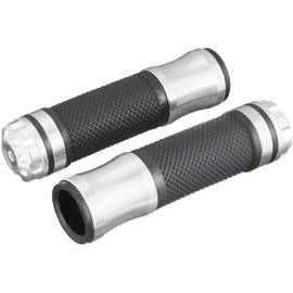 Bike Parts Center 903311 Motorcycle Grips, Custom Grips, Left and Right Set, Bar Ends, Silver, Honda Super Dio