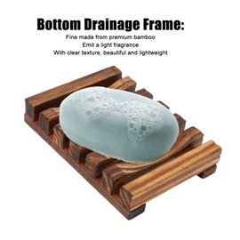 FILFEEL Jabonera de Bambú de 4 Piezas, Buen Drenaje de Ventilación, Ahorrador de Jabón de Bambú Resistente Al Agua, Jaboneras para Viajar, Acampar, Gimnasio