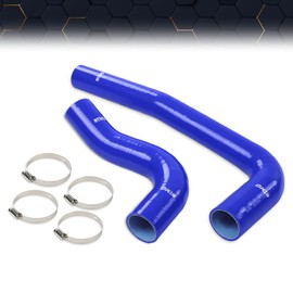 PIT66 Silicone Radiator Hose Kit Compatible with 2003-2010 Dodge Ram 5.9L/6.7L Cummins Diesel Blue with Clamps
