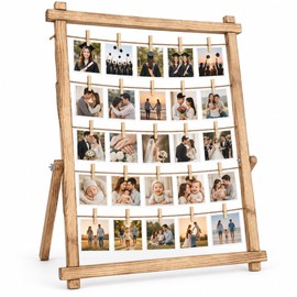 Wooden Photo Display Board with 30 Clips, 25 x 33 Inch Large