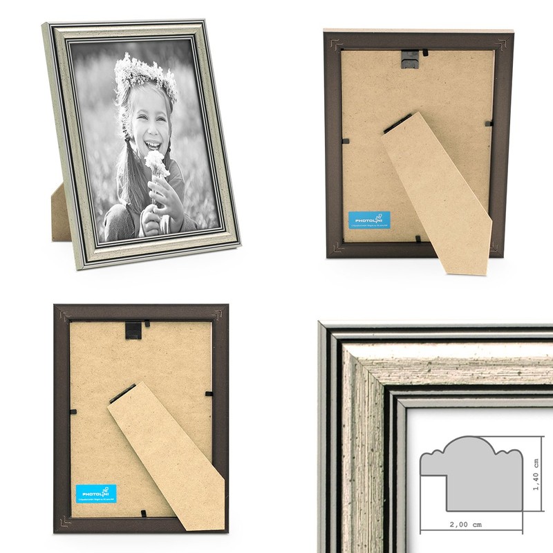 PHOTOLINI Baroque Antique Plastic Picture Frame Set Includes Accessories /