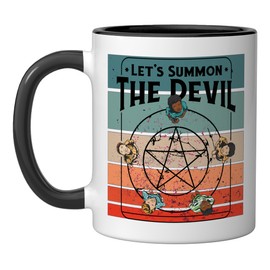 Summon the Devil's Pentagram with Supernatural Dark Ceramic Mug, Black/White