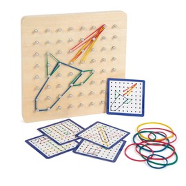 small foot 11977 Wooden Geoboard Educational Game from 3 Years with Elastic Straps and 23 Design Templates