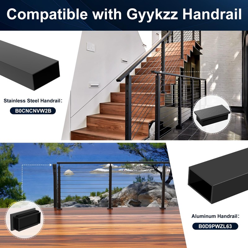 Gyykzz 4 Pack Plastic Handrail End Cap for Stainless Steel