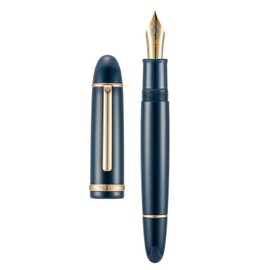 Jinhao X159 Dark Blue Fountain Pen # 8 Fine Point Gold Trim Smooth Writing Instrument with Converter