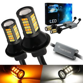 Syneticusa 7443 Error Free Canbus Dual Color Type 2 Switchback LED Turn Signal Light Bulbs No Hyper Flash All in One Built In Resistors (Turn Signal-Amber)