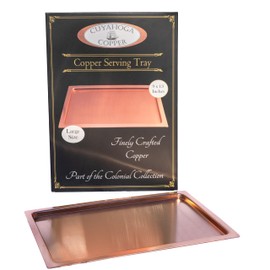Pure Copper-Plated Serving Tray from Cuyahoga Copper – 9” x 13” – Premium Stainless Steel Base, Rectangular Display Platter for Entertaining, Appetizers, Gifts, Desserts, Charcuterie & Home Décor