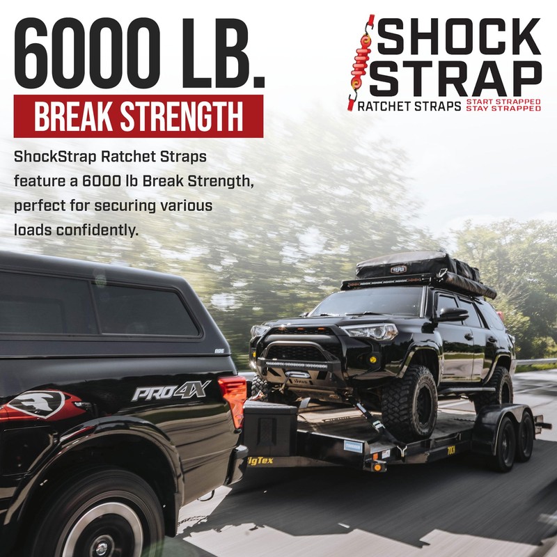 SHOCKSTRAP Ratchet Strap, 9’ x 2” Shock Absorbing Heavy Duty