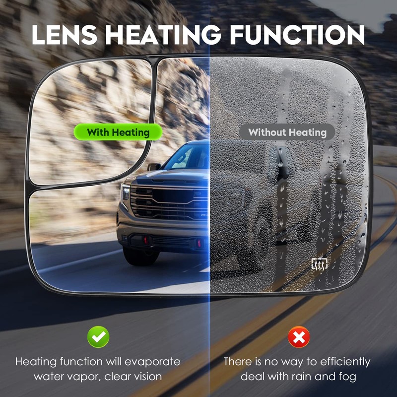 Driver Left Side Mirror Blind Spot Convex Heated Mirror Glass