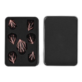 7pcs Hollow Metal Dice Set Retro Exquisite Polyhedral Dice Role Playing Table Game Props Gift Red Copper