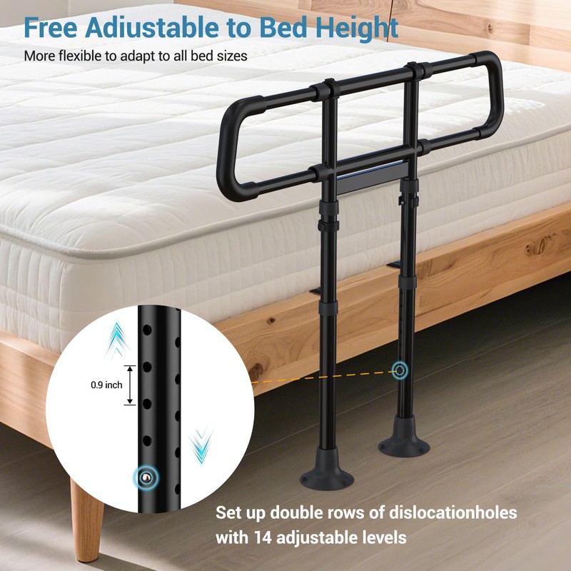 Bed Rails for Elderly Adults Safety:Adjustable Bedside Assist Rails with