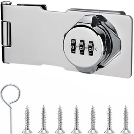 Aiareozy Sicherheitsüberfalle mit Schloss, Schloss Mit Zahlencode, Türriegel, Schrankschloss, Schlossriegel, Schrank Schloss, Zahlenschloss 3 Stellig für Kleine Türen in Schränken, Schubladenschrank