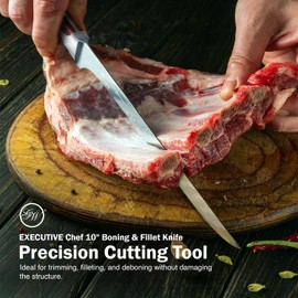 Gunter Wilhelm 10" Boning & Fillet Knife – Premium German Steel, Extra-Long Blade for Larger Cuts – Full Triple-Tang Construction & Ergonomic Handle – EXECUTIVE Chef Series