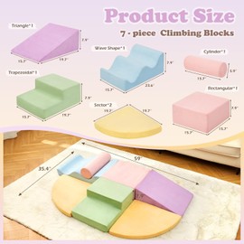 QUCHI Climbing Toys for Toddlers, Toddler Climbing Toys Indoor, 7-Piece Soft Foam Climbing Blocks Set, Toddler Playtime Corner Climber Indoor Foam Play Gym for Climbing Crawling and Sliding