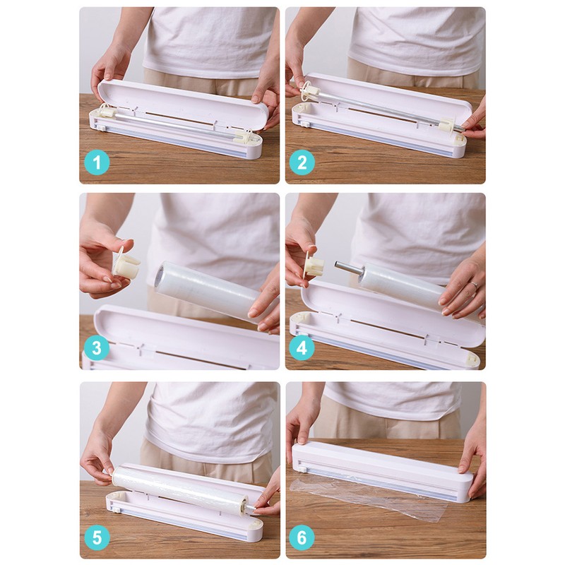 Cling Film Dispenser Cling Film Cutter Refillable Plastic Wrap Dispenser