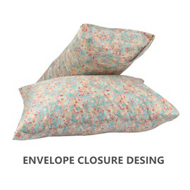 Floral Pillowcase Set of 2, Queen Size Ultra-Soft Cotton Pillow Covers with Envelope Closure, Breathable, Easy to Wash