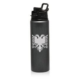 25 oz Water Bottle Sports Travel Mug Gift Albanian Eagle (Charcoal)