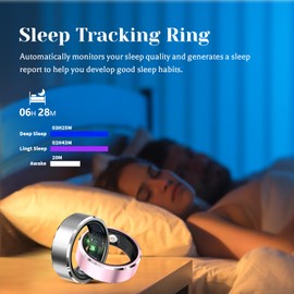 HitTopss Smart Ring, Fitness Tracking Smart Ring with Calories/Heart Rate/Blood Oxygen/Sleep Monitoring, IP68 Waterproof, No APP Subscription, Compatible with iOS/Android (Rose Gold, 8#)