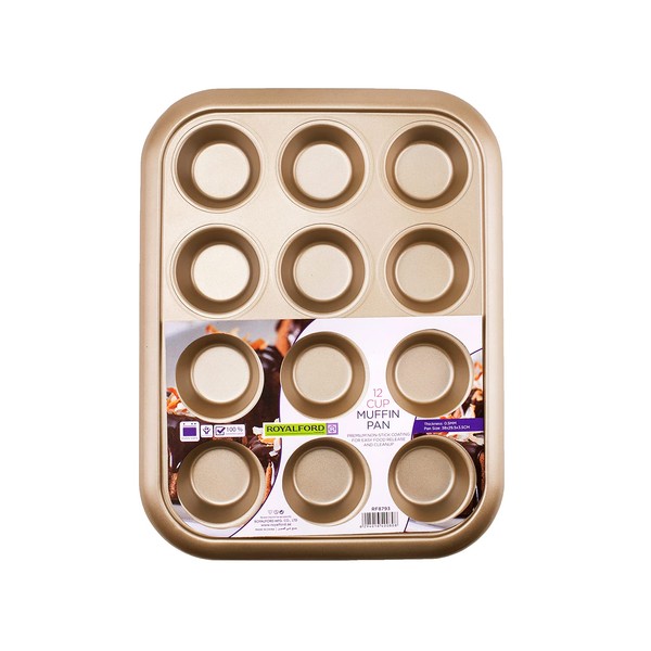 Royalford Premium Non-Stick Muffin Tray, 12 Cup – Cupcake Tray/Baking