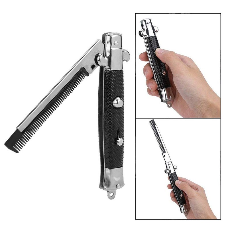 iPobie Men's beard comb, foldable anti-static comb, foldable pocket comb,