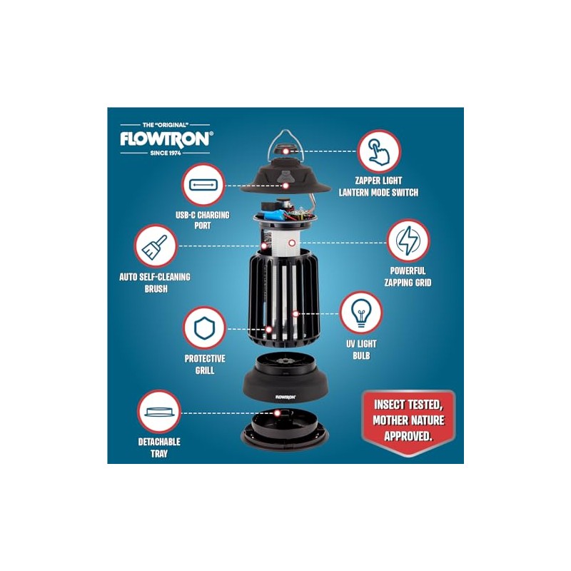 Flowtron Bug Zapper Lantern | 2-in-1 Electric Mosquito Killer &