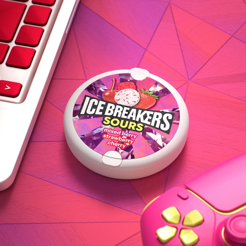 ICE BREAKERS Sours Assorted Fruit Flavored Sugar Free Mints Tin,