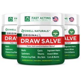 OWELL NATURALS Drawing Salve Ointment Fast Acting Formula for Skin, Splinters, Ingrown Hairs, Boils & Cyst, Bug Bites, bee Sting, Mosquito bite Itch, Poison Ivy (3 Pack)