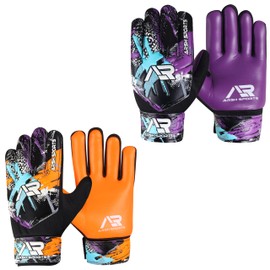 Arsh 2 Pack Soccer Goalie Gloves (Purple/Orange, Size 8 Suitable for Size M-L Adult)