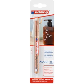 edding 751 gloss paint marker - copper - pack of 1 paint marker - round nib 1-2 mm - paint pen for glass, pebbles, wood, plastic, paper - waterproof, high coverage