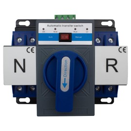 AIRTAK Dual Power Automatic Generator Transfer Switch 63A 110V-Dual Power ATS for Backup Power-2P 50Hz/60Hz with Automatic and Manual Switching Modes (Blue)